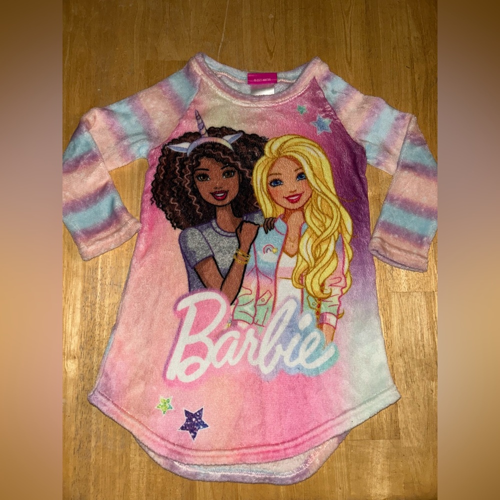 Mattel Barbie girls pullover pajama gown PJs 4/5 Pjammy best friend unicorn pink